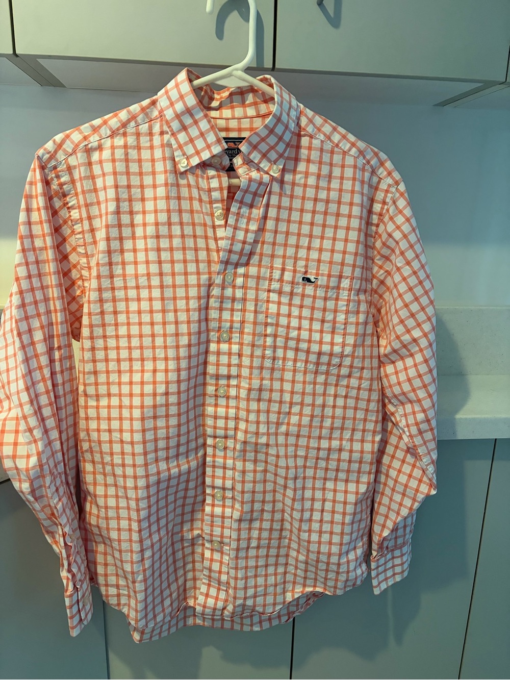 Vineyard Vines Men’s orange Check Button-Down Shirt